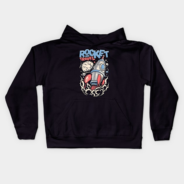 Rocket Travel Kids Hoodie by Mako Design 